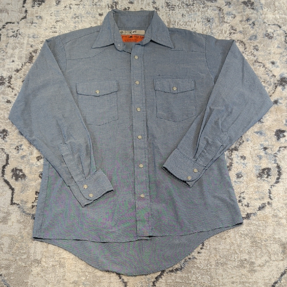 Red Kap Men’s Chambray Work Shirt Medium Long Sleeve USA Made